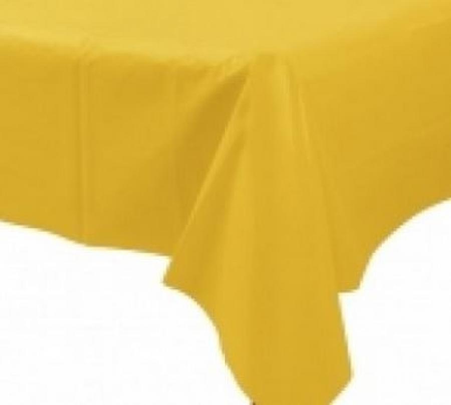 Muovinen pöytäliina, keltainen, 1,37 x 2,74 metriä