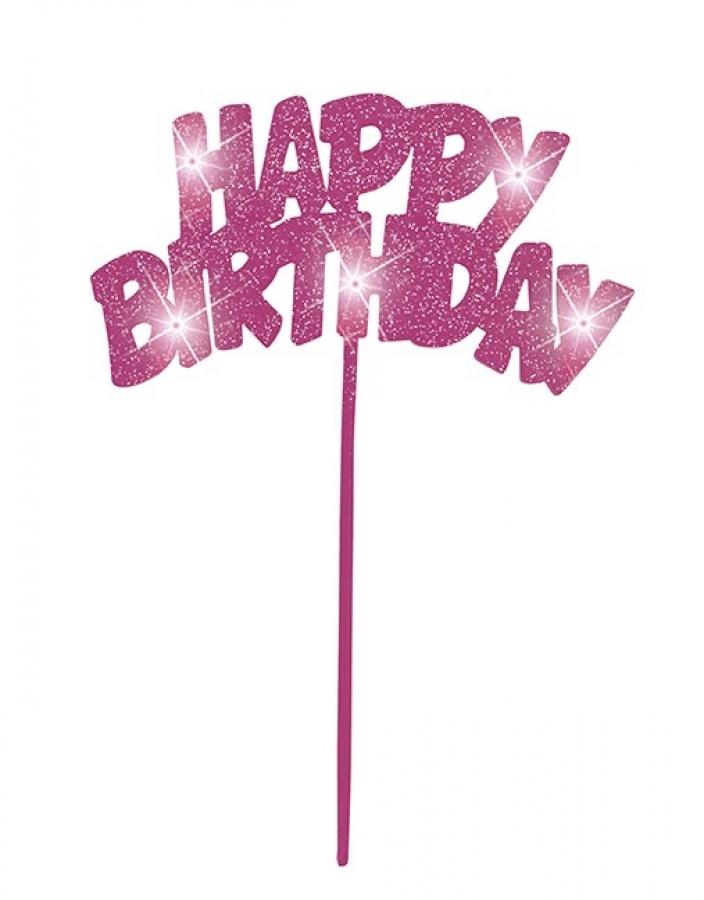 Kakunkoriste pinkki kimaltava "Happy Birthday"