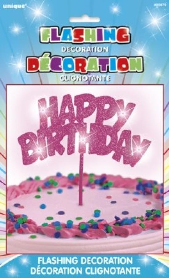 Kakunkoriste pinkki kimaltava "Happy Birthday"