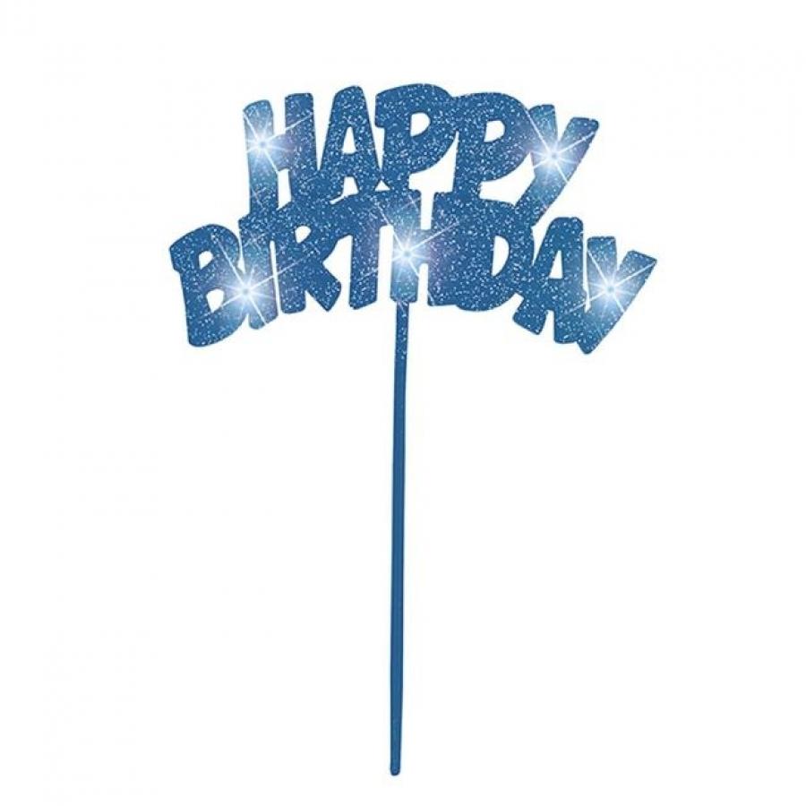 Kakunkoriste sininen kimaltava "Happy Birthday"