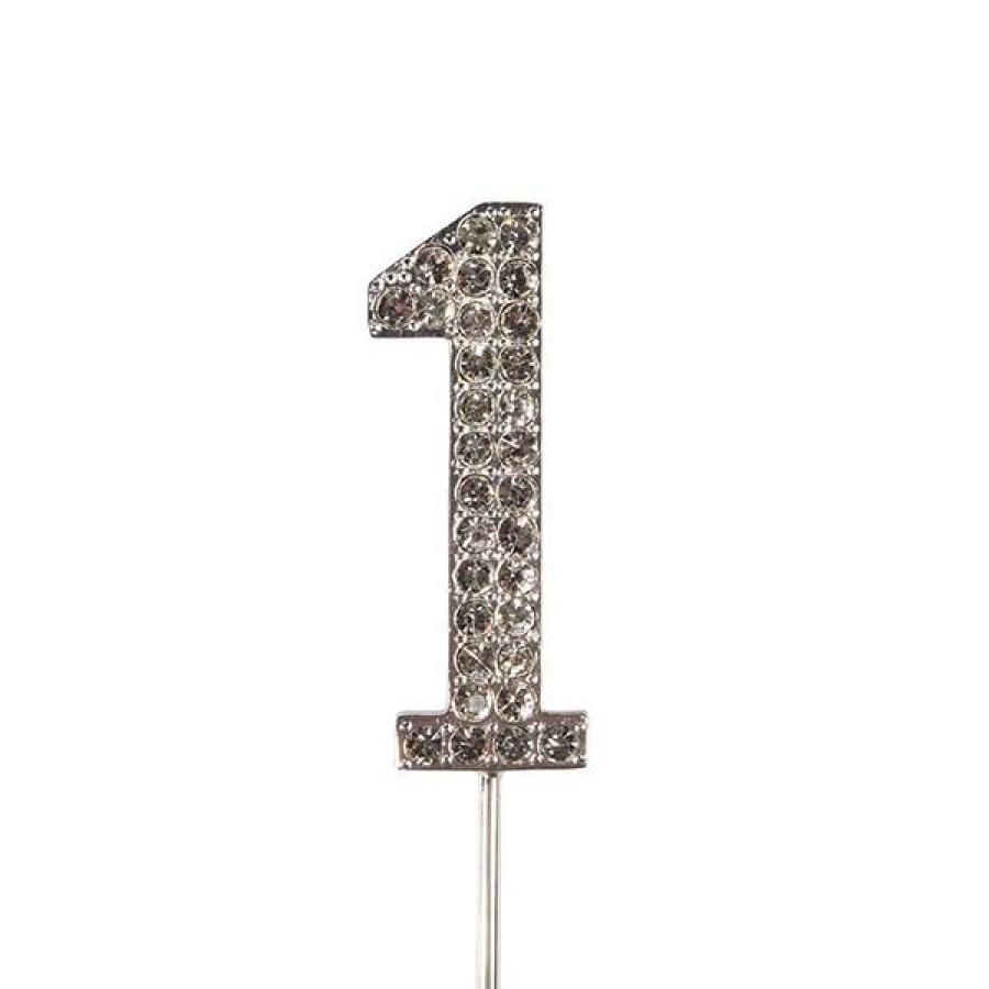 Numero 1 hopeanvärinen kakunkoriste "timanteilla"