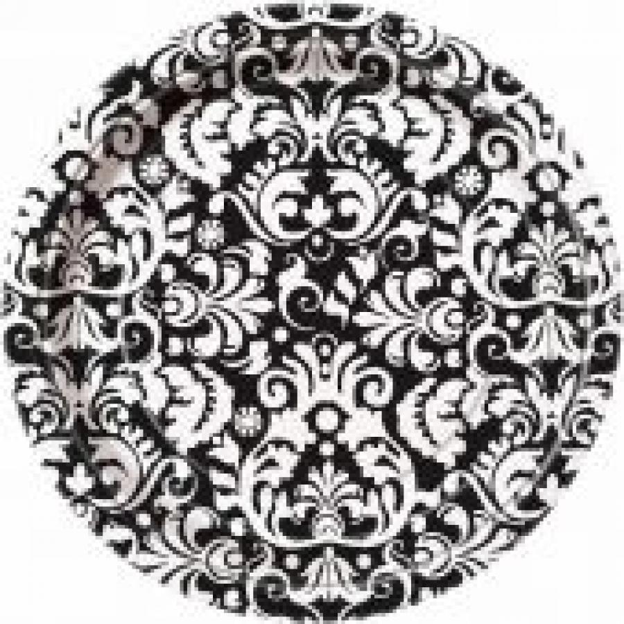 Pieni pahvilautanen musta valkoisilla ornamenteilla 17,8cm, 8 kpl