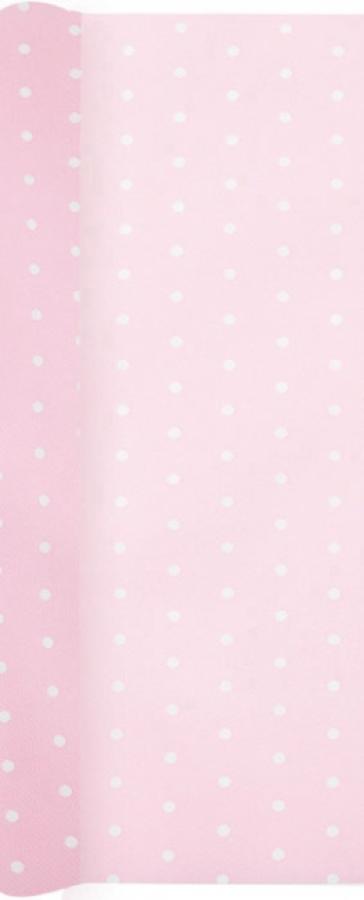 Kaitaliina vaaleanpunainen (rose) valkoisilla palloilla 4,9m x 0,40 m