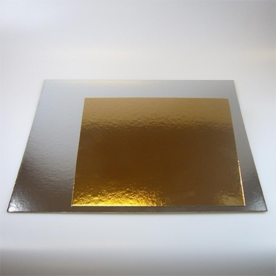 Kakkupahvi/kakkualusta neliö, kulta/hopea 25 cm, 3kpl