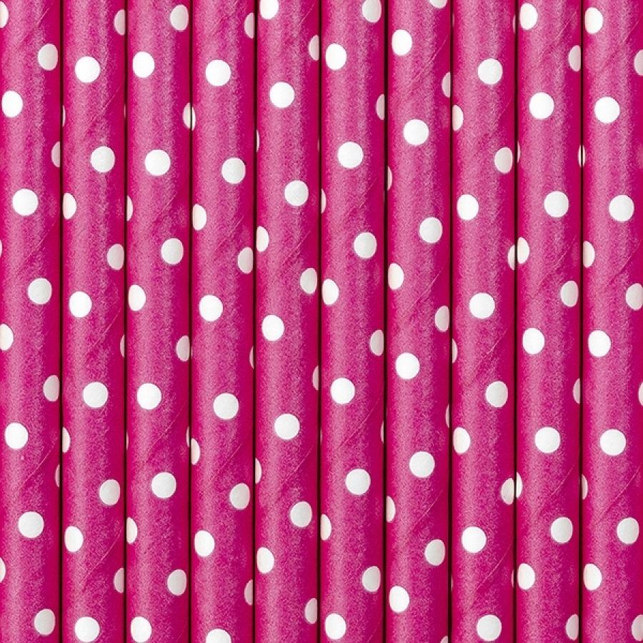 Paperipillit polka dots pinkki/fuksia pienet valkoiset pilkut, 10 kpl