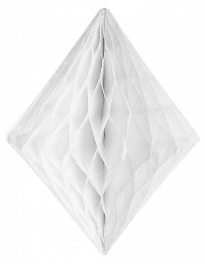 Roikkuva honeycomb "timantti" valkoinen, 1 kpl
