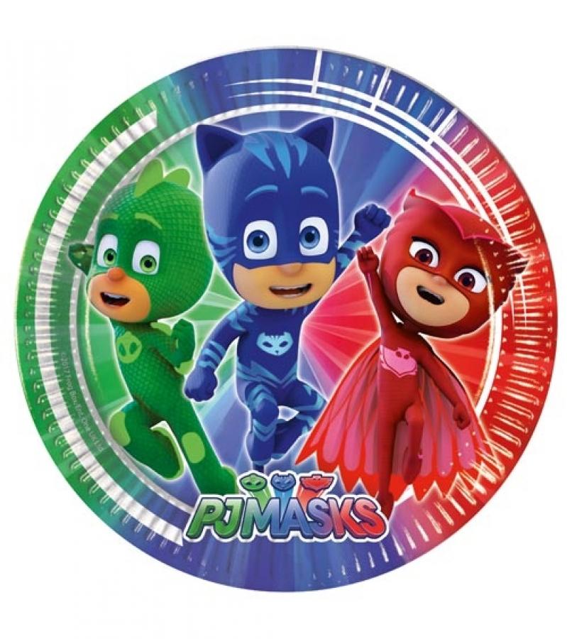 Pyjamasankarit / PJ Masks pahvilautaset 23 cm, 8 kpl