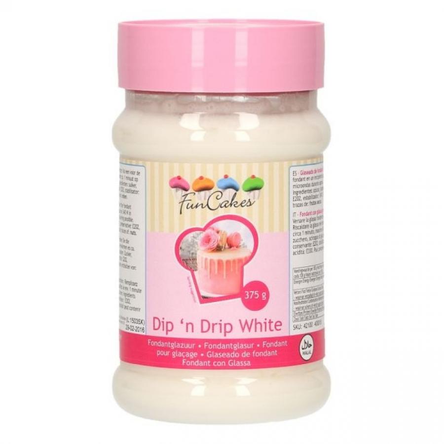 Dip 'n drip valmis kuorruteaine, valkoinen, 375 g - FunCakes