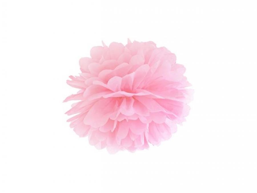 Pom pom silkkipaperikukka 25 cm vaaleanpunainen, 1 kpl