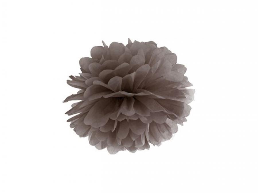 Pom pom silkkipaperikukka 25 cm ruskea, 1 kpl