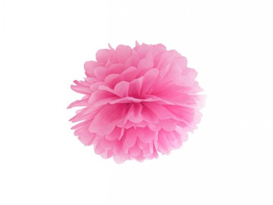 Pom pom silkkipaperikukka 35 cm pinkki, 1 kpl