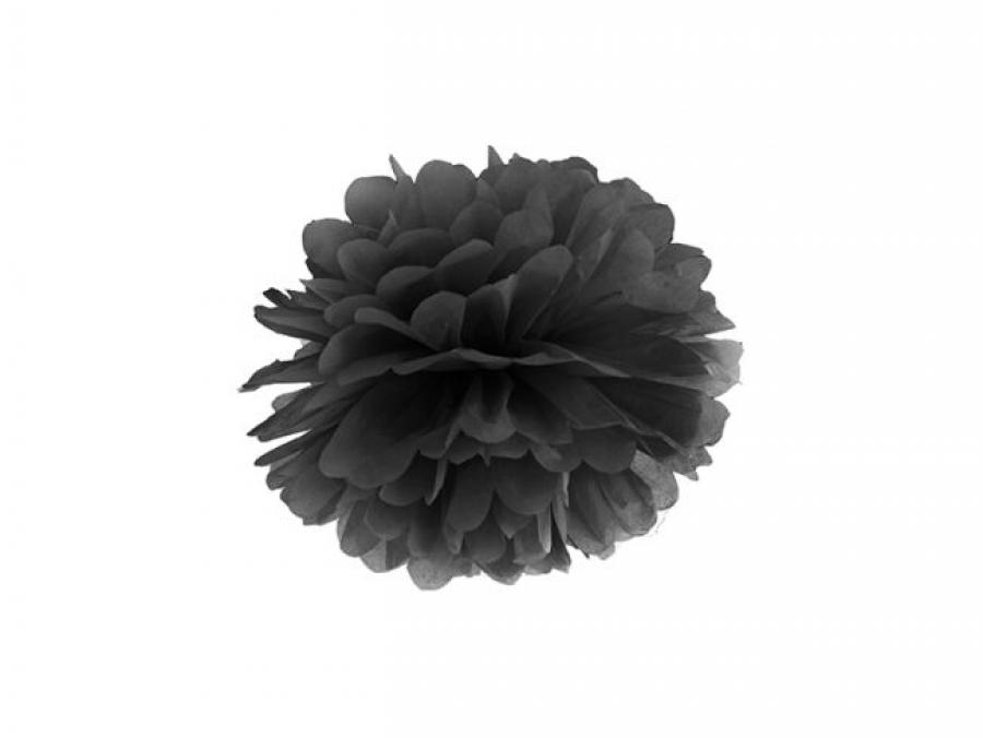 Pom pom silkkipaperikukka 35 cm musta, 1 kpl