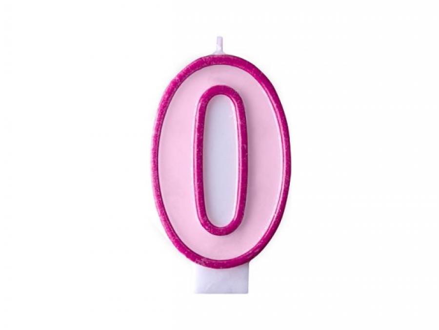 Kakkukynttilä "0" pinkki, 1 kpl