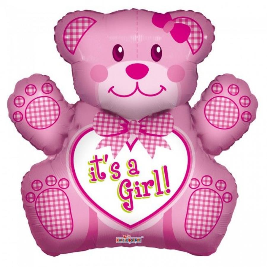 It's a girl- pinkki nalle foliopallo