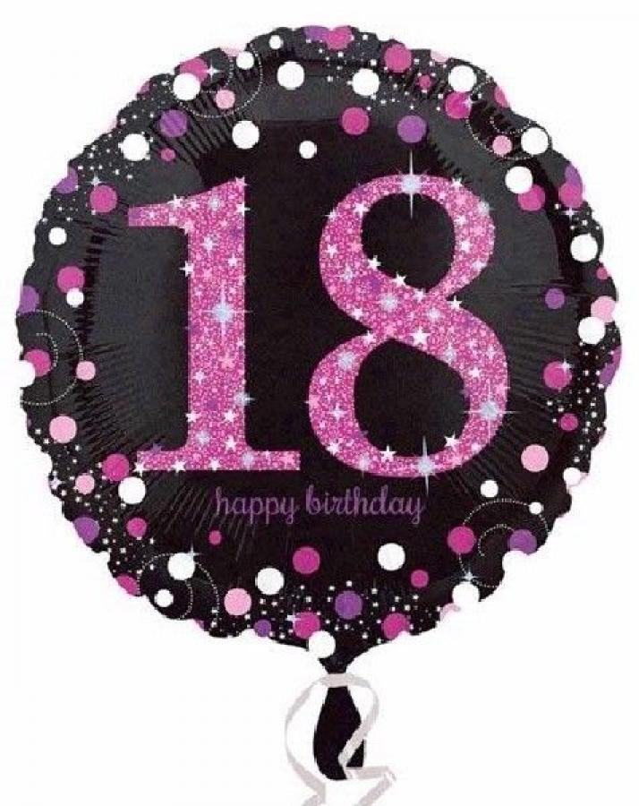 Foliopallo 18 Happy birthday pinkki kimallus 