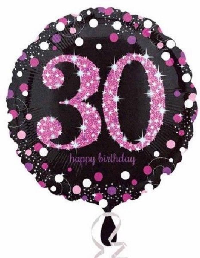 Foliopallo 30 Happy birthday pinkki kimallus 