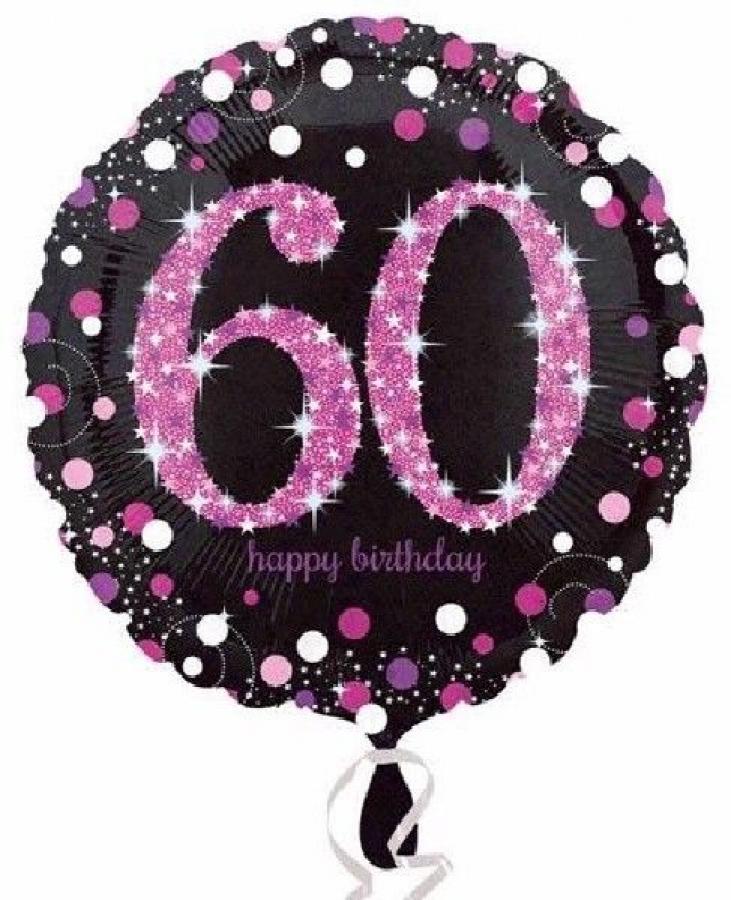 Foliopallo 60 Happy birthday pinkki kimallus 