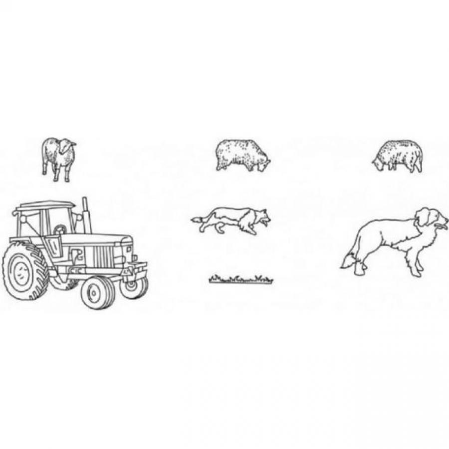 Painettava muotti traktori, lammas ja koira, 7 osaa
