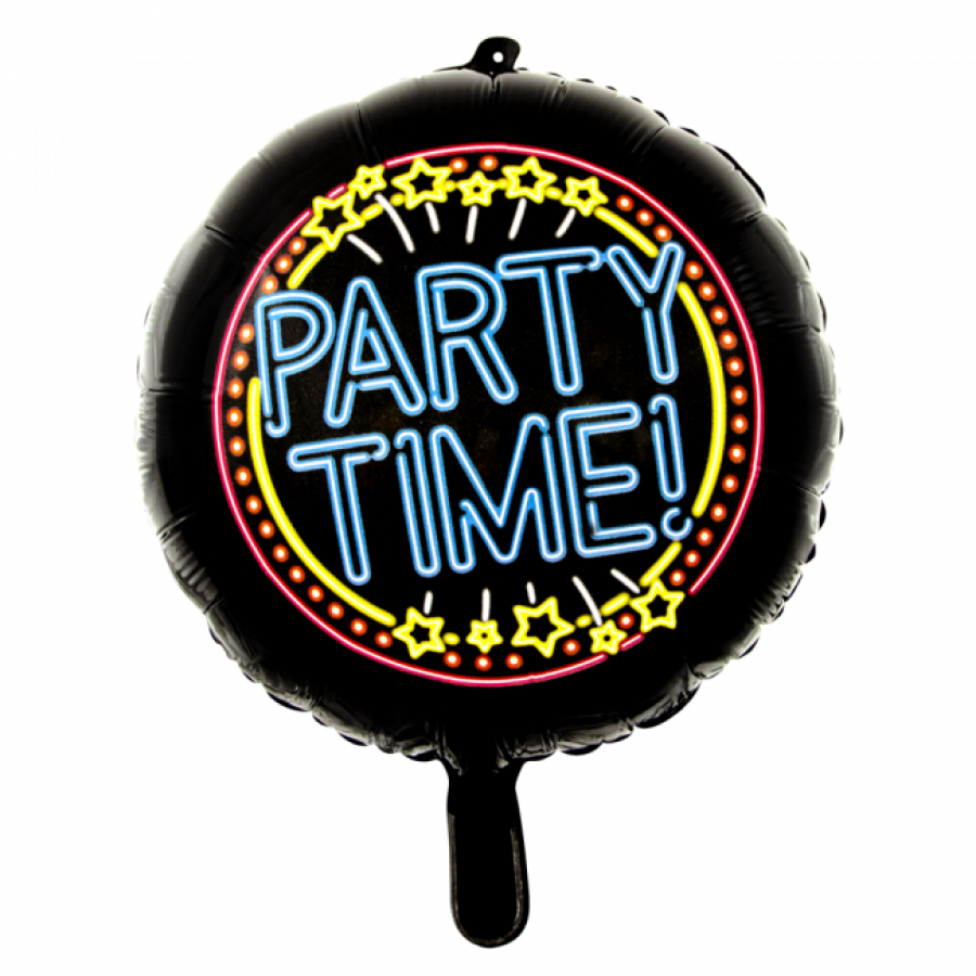 Foliopallo Pyöreä Party time neonvärit, 46 cm 