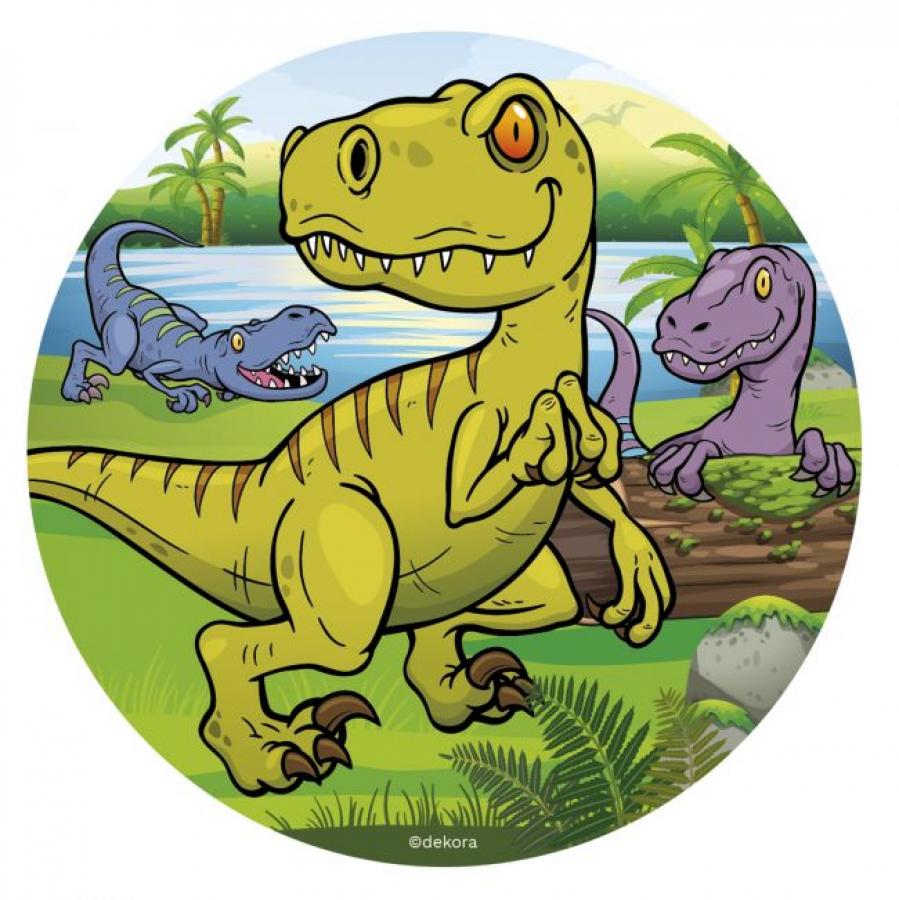 Syötävä sokerikakkukuva Dinosaurus 16 cm