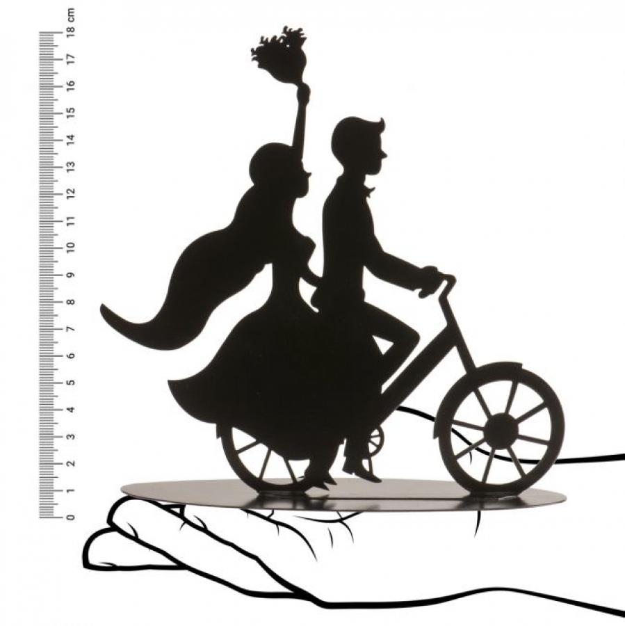 Hääkakunkoriste musta pyöräilevä hääpari 18 cm