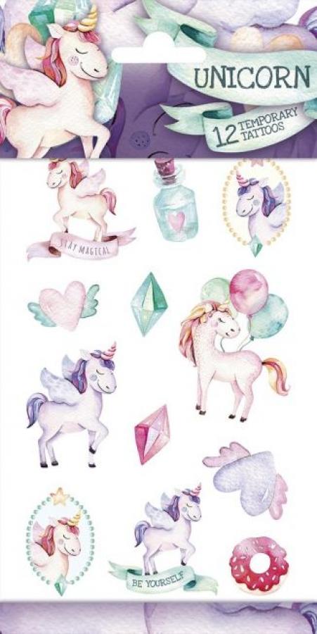 Yksisarvinen / Unicorn tatuoinnit 1 arkki, 12 tatuointia