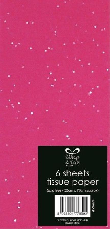 Silkkipaperi pinkki glitter n. 50x70 cm, 6 arkkia 