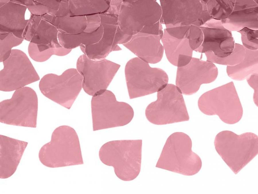 Konfettitykki ruusukullan väriset sydämet, 60 cm