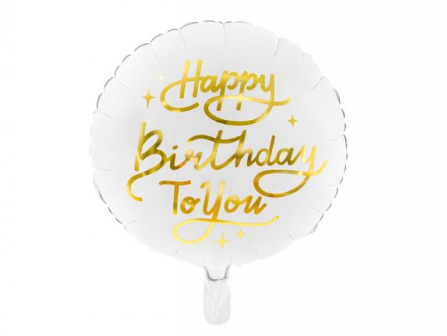 Foliopallo kultaisella "Happy Birthday To You"-tekstillä