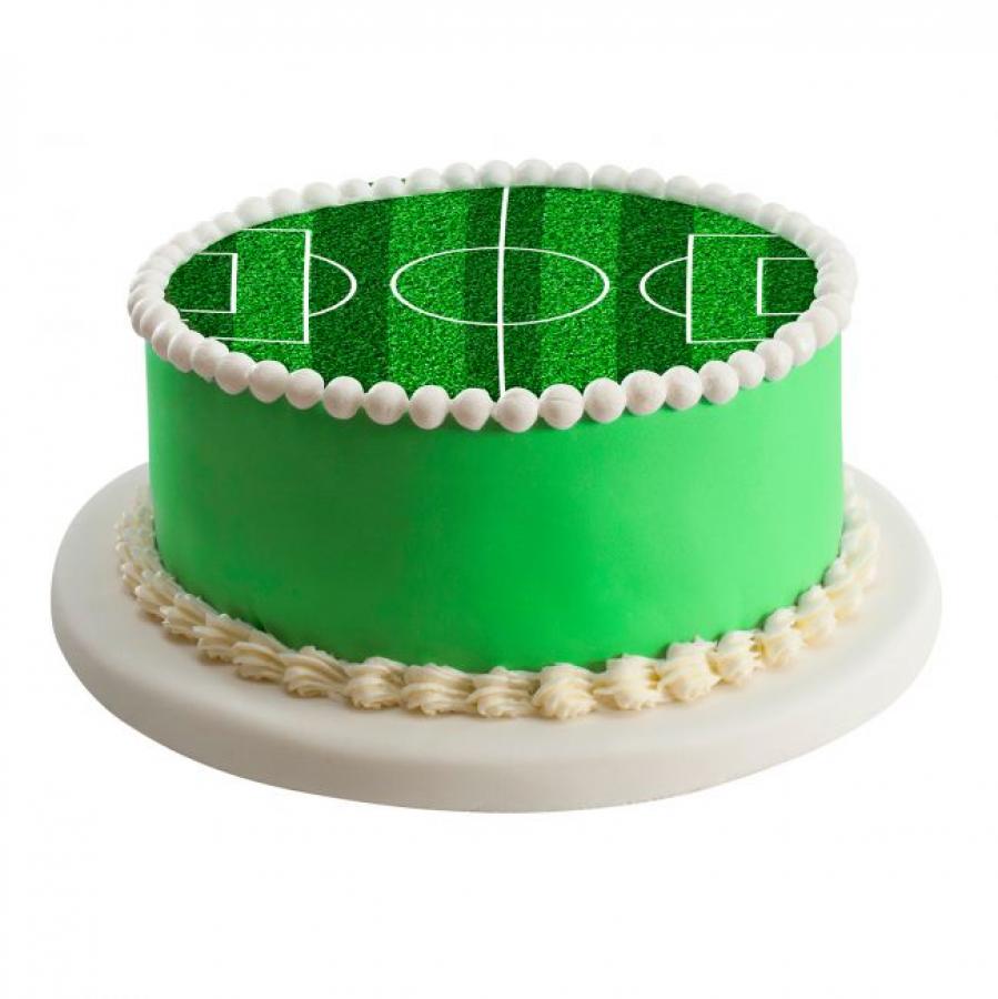 Syötävä kakkukuva jalkapallokenttä, 16 cm, sokeriton