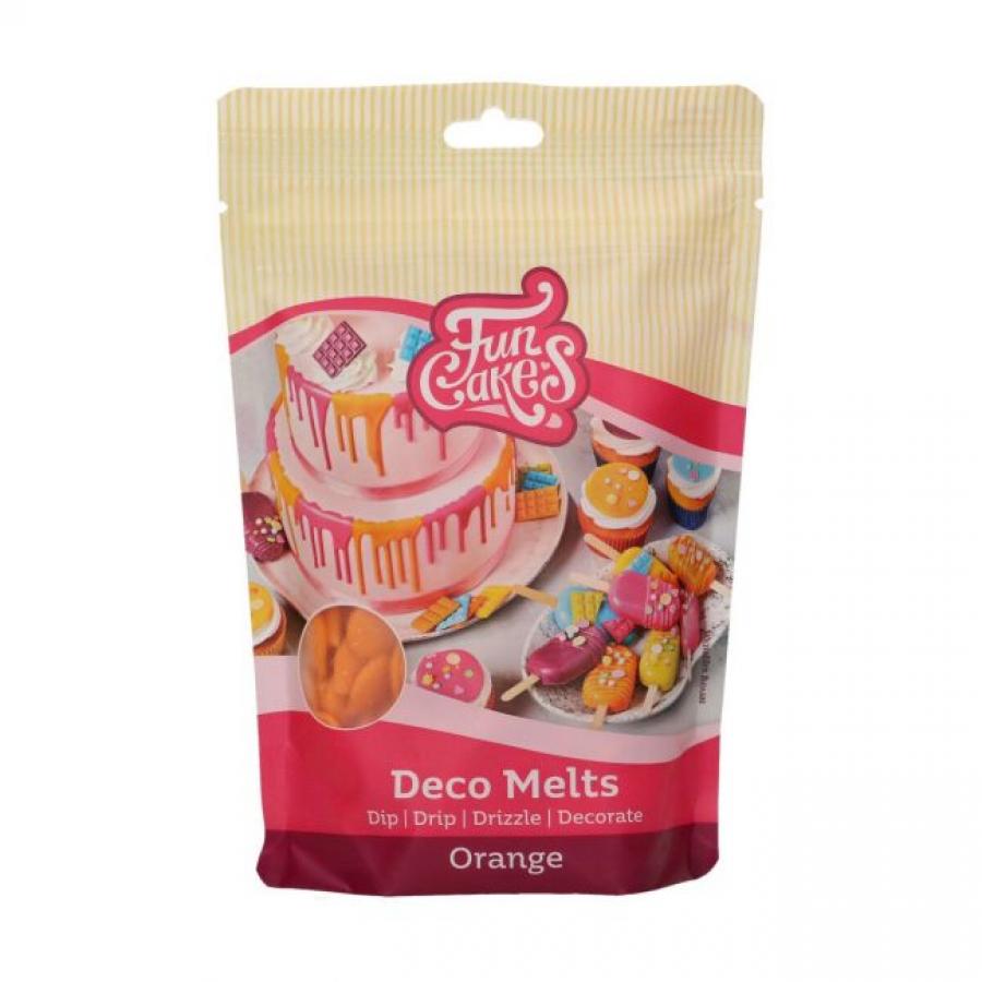 Deco Melts oranssi, 250 g - Funcakes