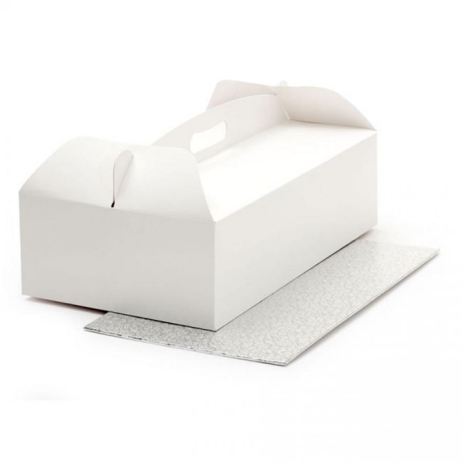 Voileipäkakkulaatikko kantokahvalla ja voileipäkakkualusta hopea 31 X 16 X 3 mm 