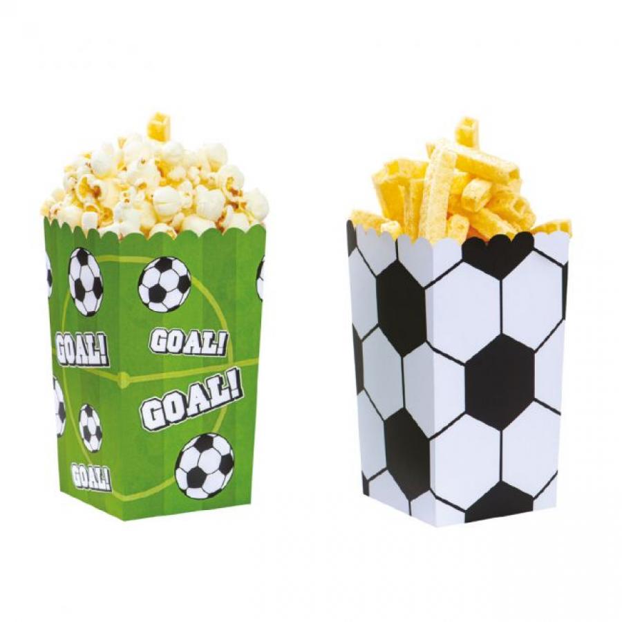 Popcorn-/herkkuastiat Jalkapallo-aiheiset, 6 kpl 