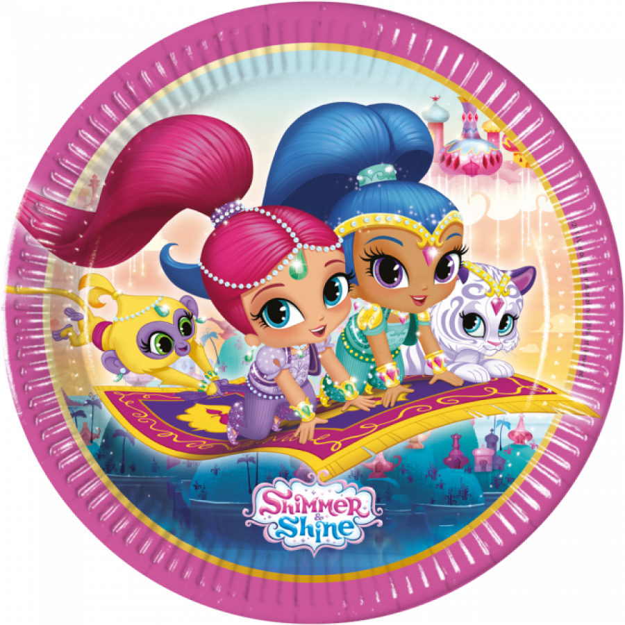 Shimmer and Shine isot pahvilautaset 23 cm, 8 kpl