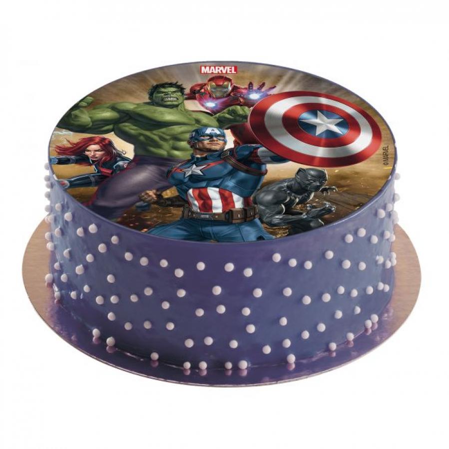 Syötävä kakkukuva Avengers, sokeriton, 16 cm