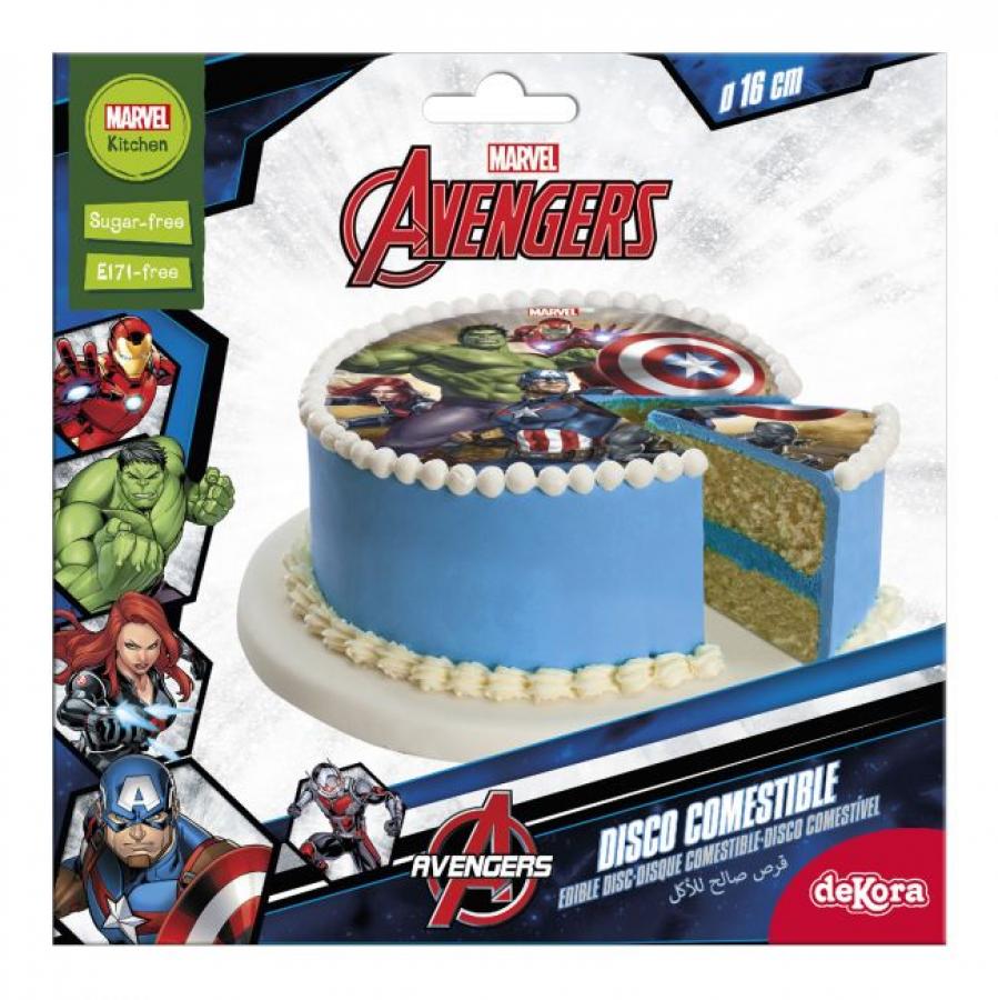 Syötävä kakkukuva Avengers, sokeriton, 16 cm