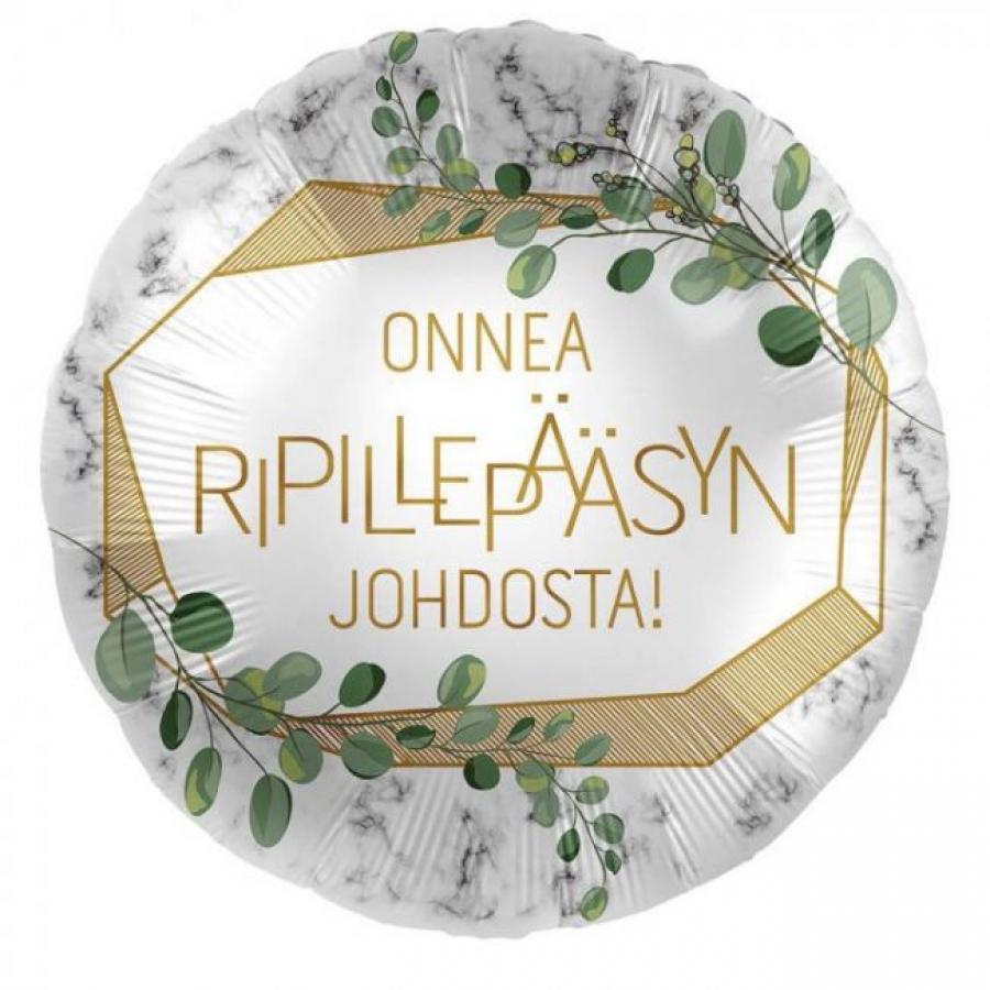 Onnea ripillepääsyn johdosta foliopallo