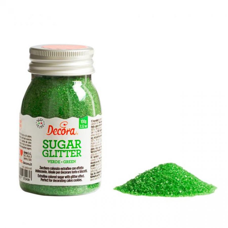 Koristesokeri glitter vihreä, 100 g, Decora