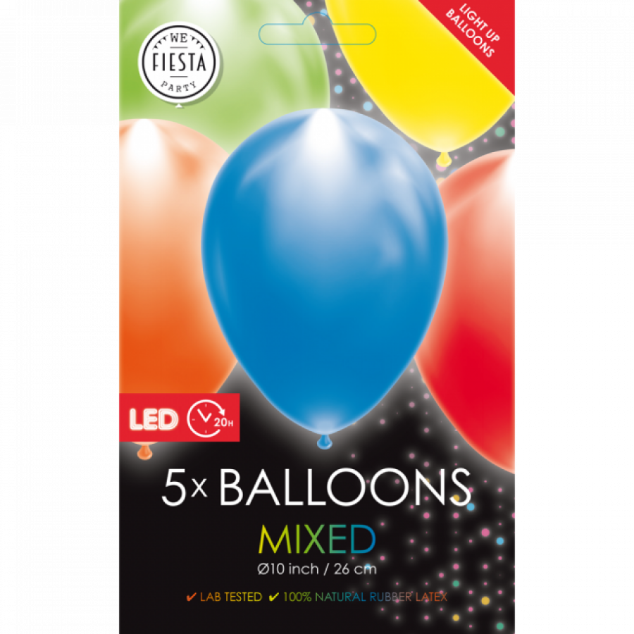 LED-ilmapallo värimix, 5 kpl