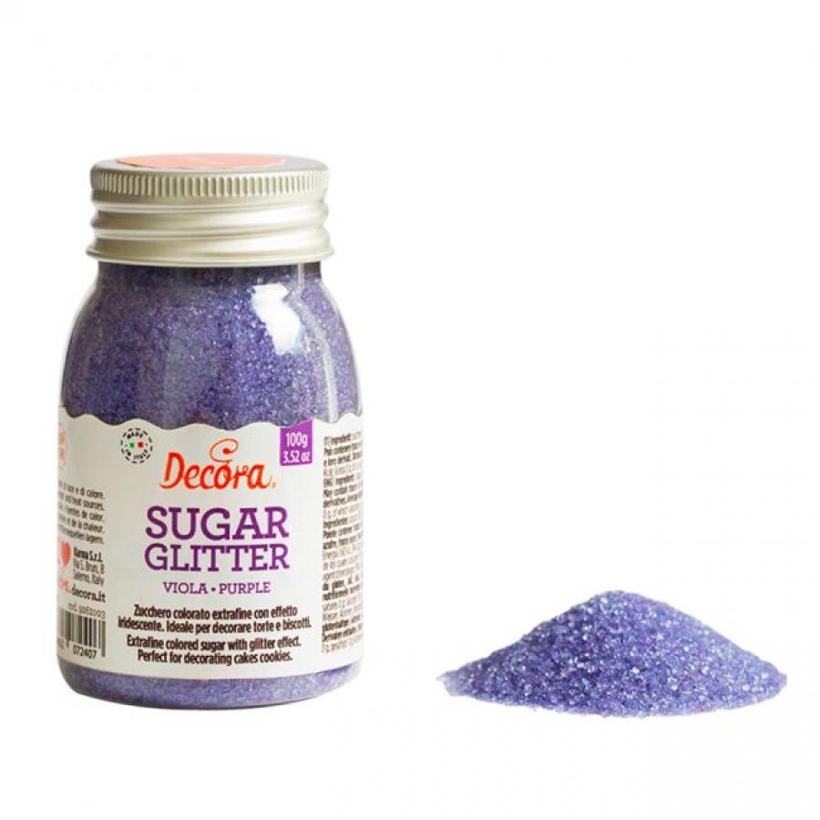 Koristesokeri glitter violetti, 100 g, Decora 