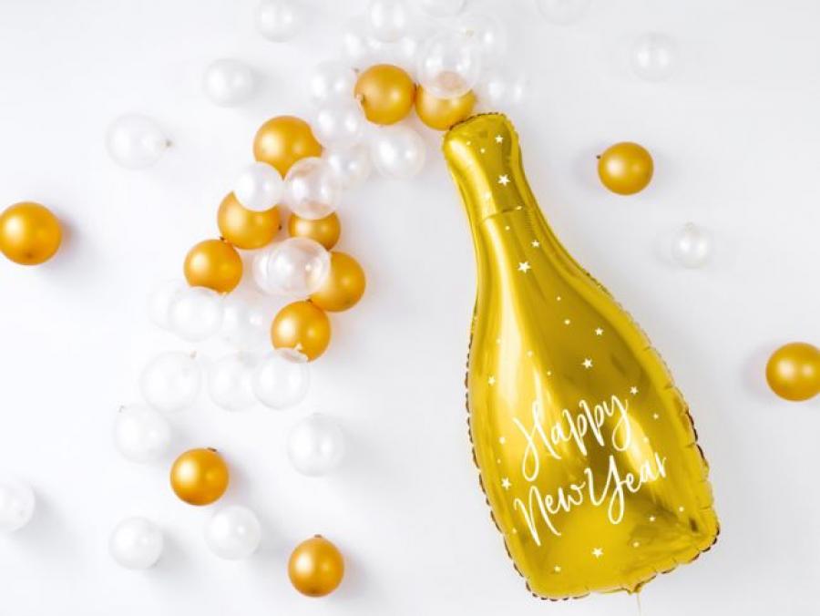 Foliopallo shampanjapullo Happy New Year 82 cm