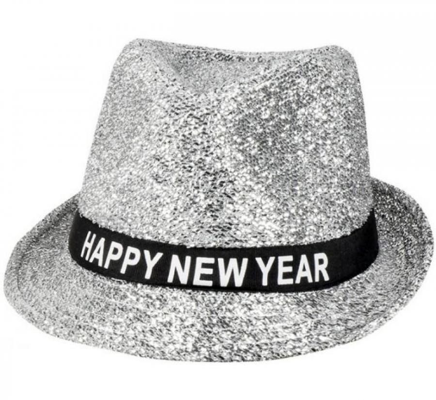 Hopeankimaltava hattu Happy New Year