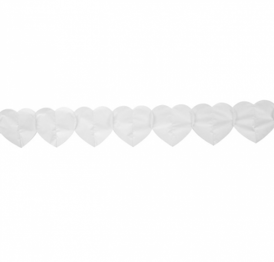 Paperinen sydänbanneri valkoinen 15 x 600 cm
