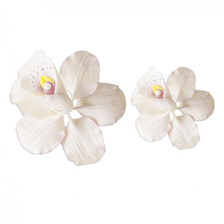 Kakun koristekukat valkoinen orkidea, n. 9x9 cm ja n. 6x6 cm, 14 kpl
