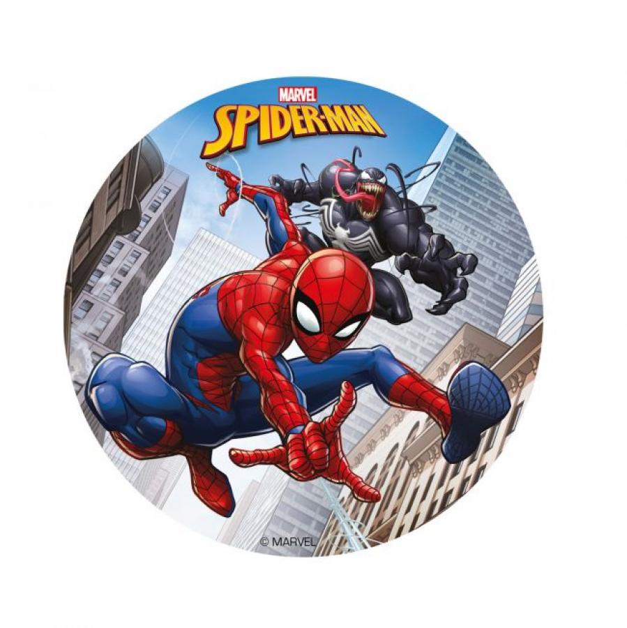 Syötävä kakkukuva Spiderman-Hämähäkkimies ja Venom, sokeriton, 15,5 cm