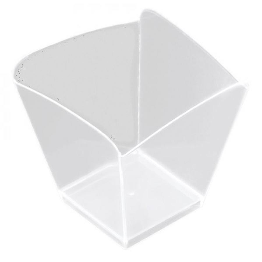 Muovinen jälkiruokakulho kirkas neliö kaarevareunainen 95 ml, 25 kpl