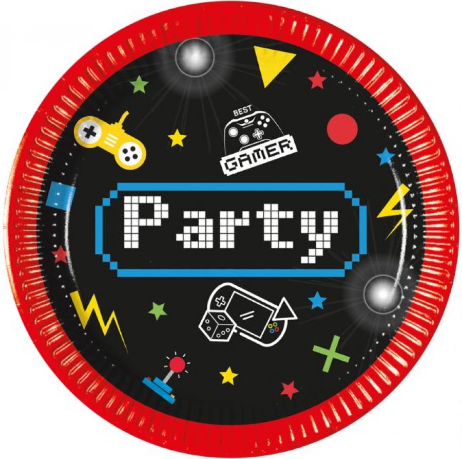 Gaming party pienet pahvilautaset 20 cm, 8 kpl