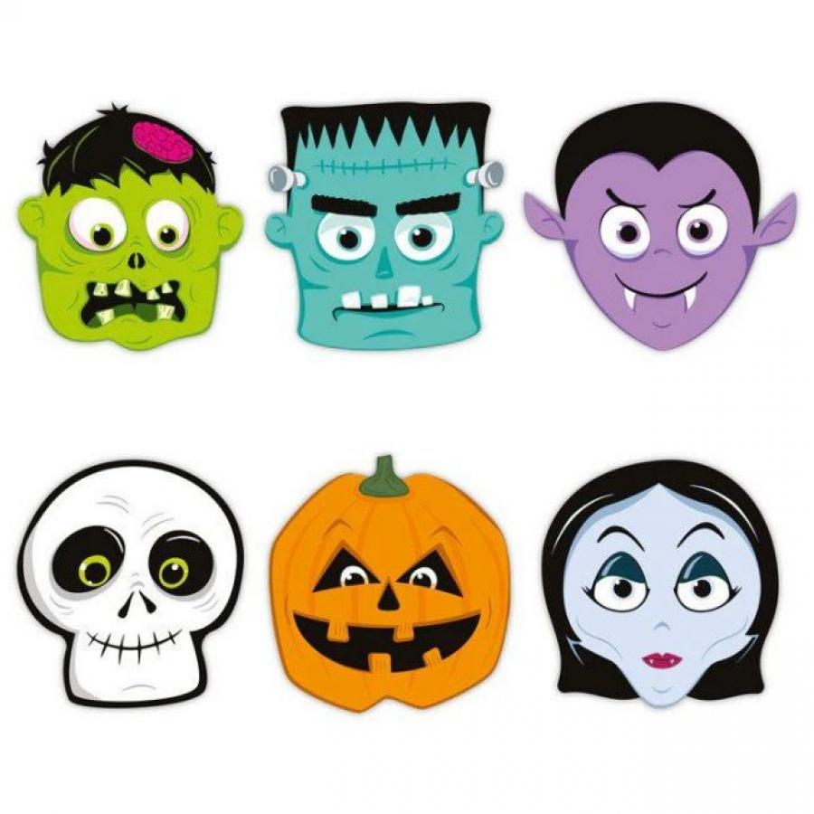 Halloween Monsters-aiheiset paperinaamarit, 6 kpl