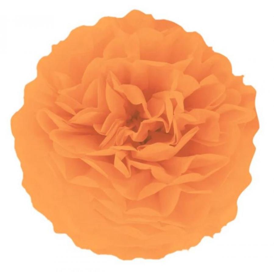 Pom pom silkkipaperikukka 25 cm oranssi, 1 kpl