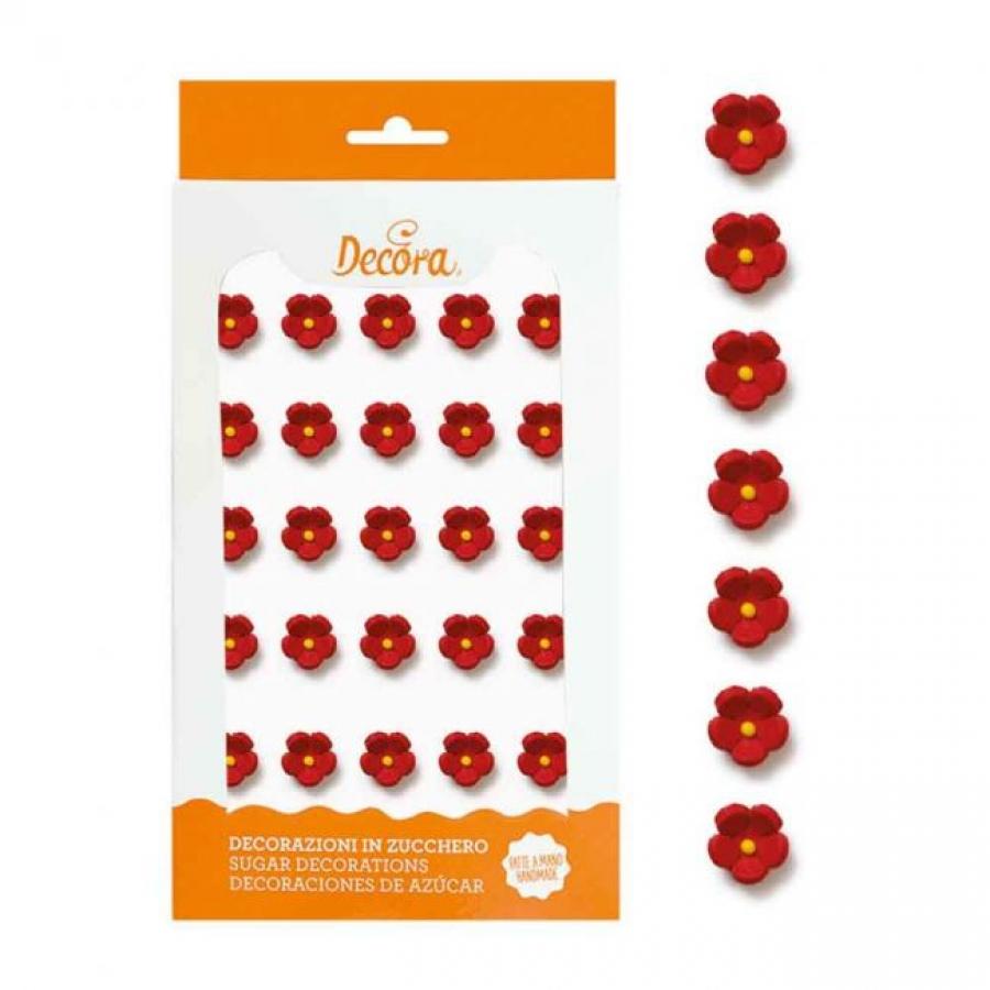 Syötävät sokerikukat pieni punainen, 30 kpl